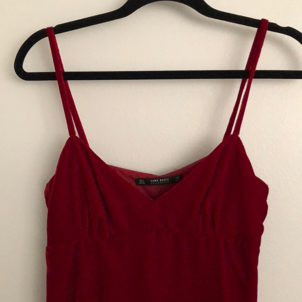 Zara NWOT Velvet Red Slip Midi Dress Small - Picture 5 of 6